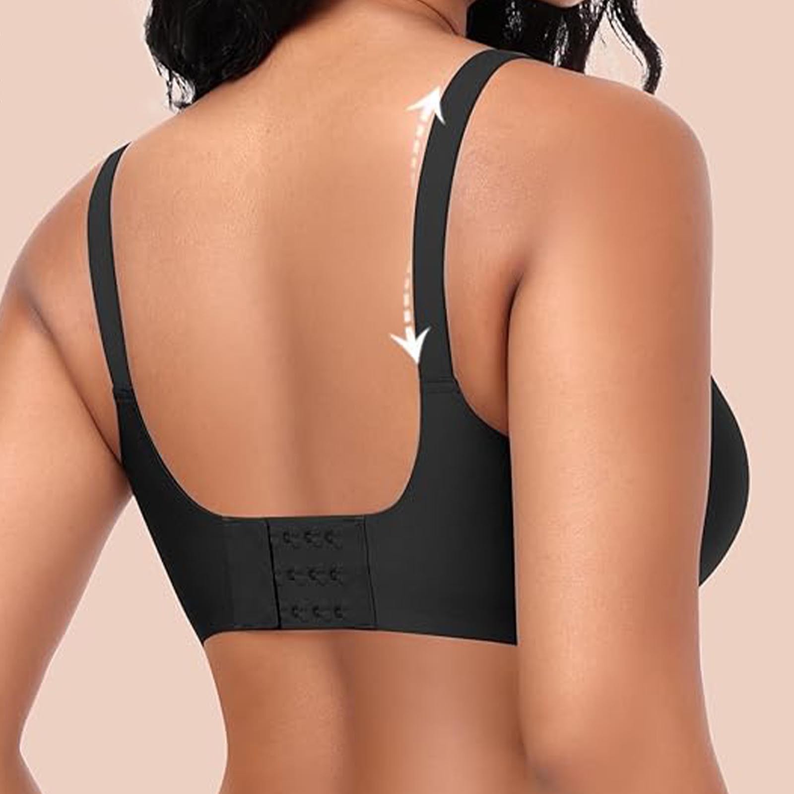 thumbnail image 3 of Sujetador sexy con escote en V profundo para mujer, tallas grandes - Sin costuras, sin aros, push up, nailon/spandex - Tallas S-XL, US 34-40, 3 of 6
